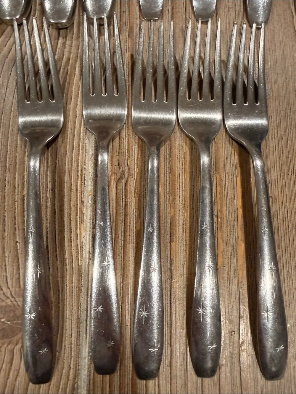 Vintage Wallace Stainless NORTH STAR Atomic Starburst Flatware Lot 15 Pieces MCM